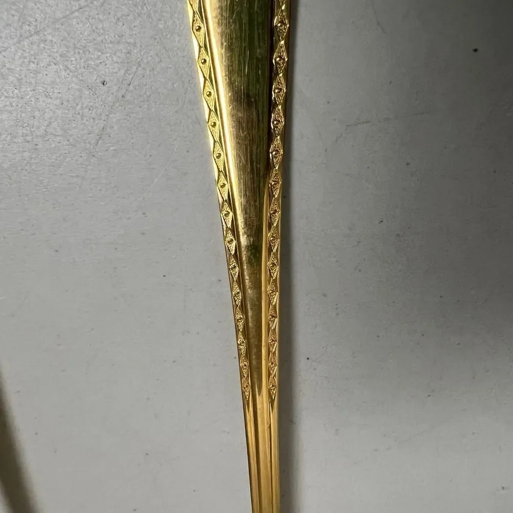 Two Vintage K+C 24 Karat Verguldet Gold Plated Serving Spoons Decorative Pattern